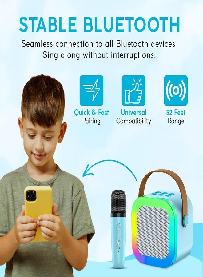 Kidology Rechargeable Mini Karaoke with Mic for Boys & Girls Age 0-3 Years, Wireless Portable Bluetooth Speaker with Microphone, LED Lights, Kids Singing Toys, Birthday, Home Party (Random Color) - Image 4